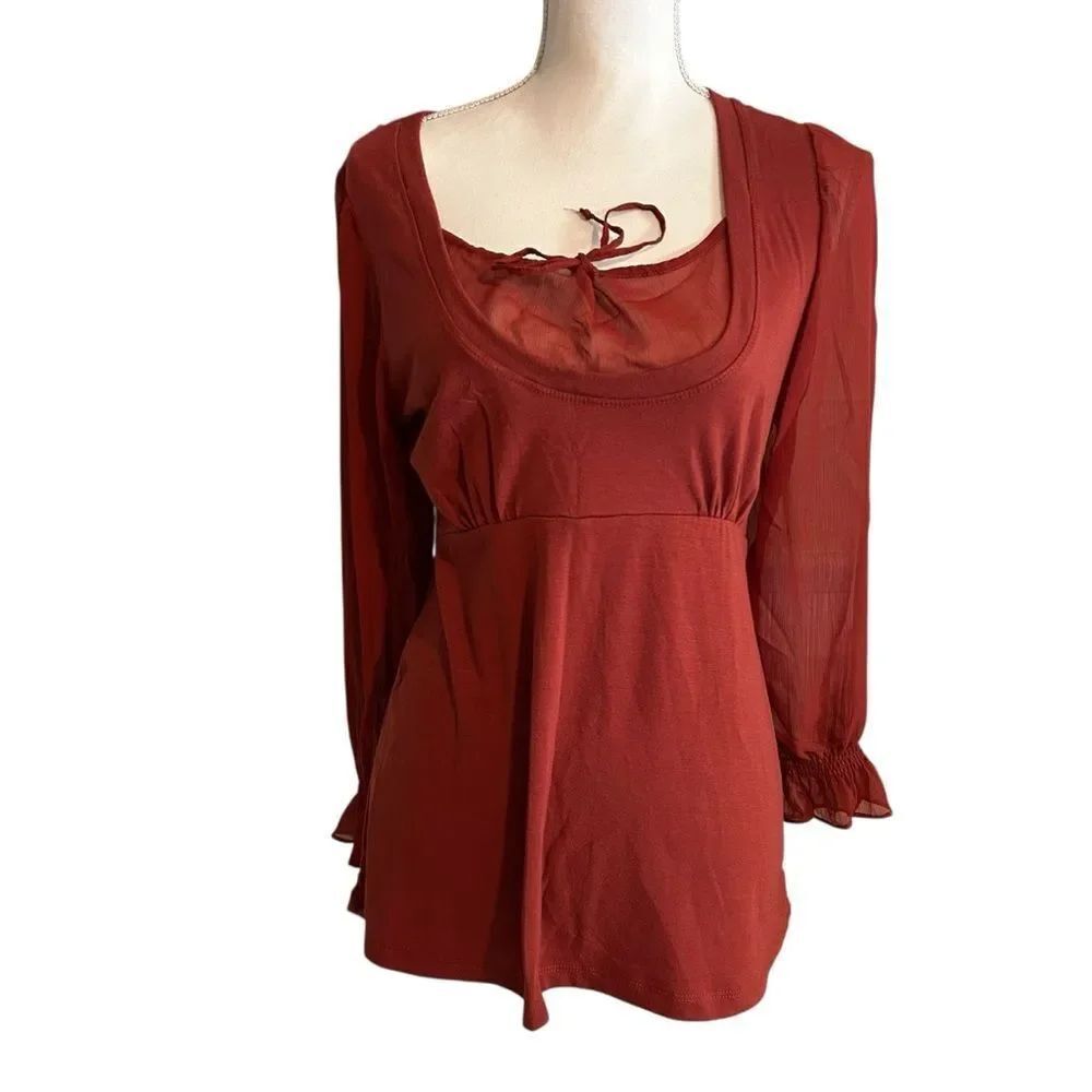 Cha Cha Vente Long Sleeve Boho Blouse Size Medium